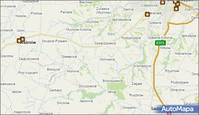 mapa Mirkowice gmina Bodzechów, Mirkowice gmina Bodzechów na mapie Targeo