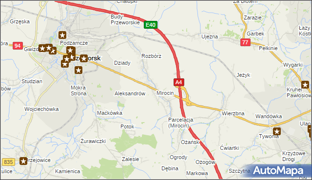 mapa Mirocin, Mirocin na mapie Targeo