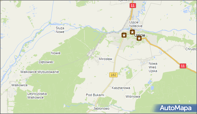 mapa Mirosław gmina Ujście, Mirosław gmina Ujście na mapie Targeo