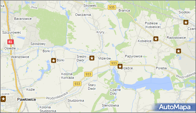 mapa Mizerów, Mizerów na mapie Targeo