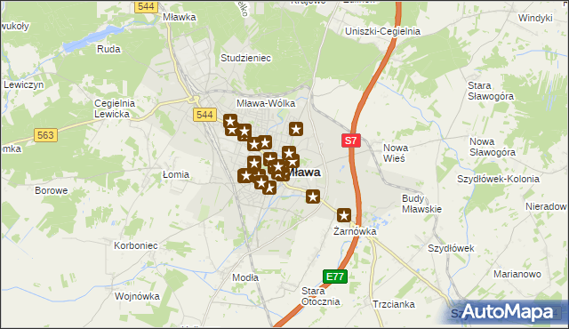 mapa Mława, Mława na mapie Targeo