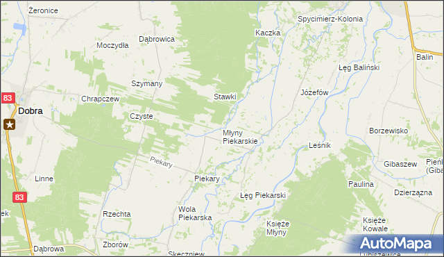 mapa Młyny Piekarskie, Młyny Piekarskie na mapie Targeo