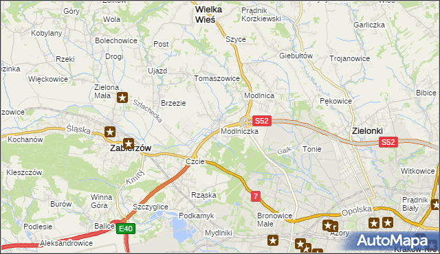 mapa Modlniczka, Modlniczka na mapie Targeo