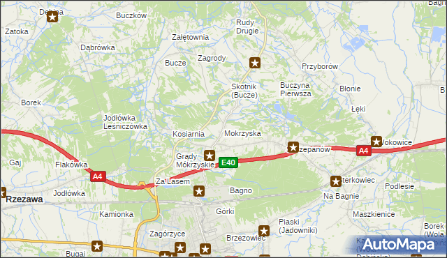 mapa Mokrzyska, Mokrzyska na mapie Targeo