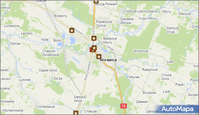 mapa Morawica powiat kielecki, Morawica powiat kielecki na mapie Targeo