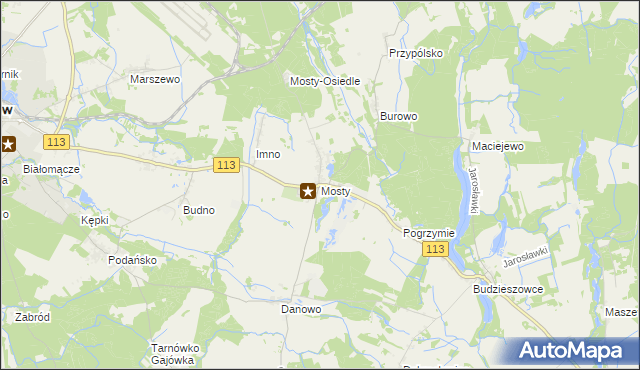 mapa Mosty gmina Goleniów, Mosty gmina Goleniów na mapie Targeo