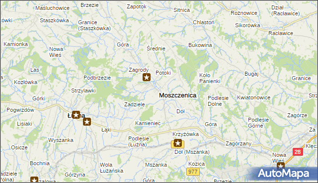 mapa Moszczenica powiat gorlicki, Moszczenica powiat gorlicki na mapie Targeo