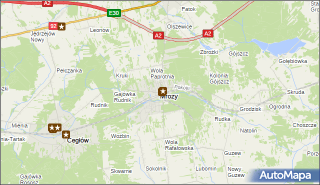 mapa Mrozy powiat miński, Mrozy powiat miński na mapie Targeo