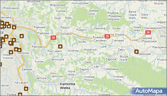 mapa Mszalnica, Mszalnica na mapie Targeo