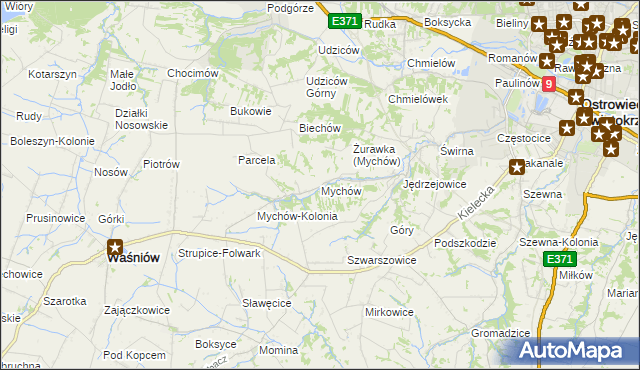 mapa Mychów, Mychów na mapie Targeo
