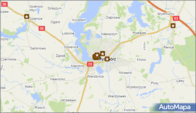 mapa Myślibórz, Myślibórz na mapie Targeo