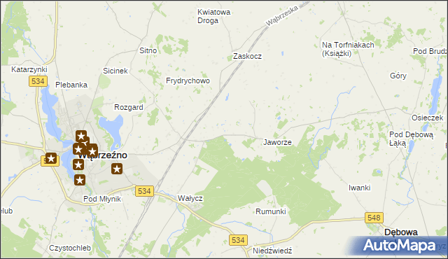 mapa Myśliwiec, Myśliwiec na mapie Targeo