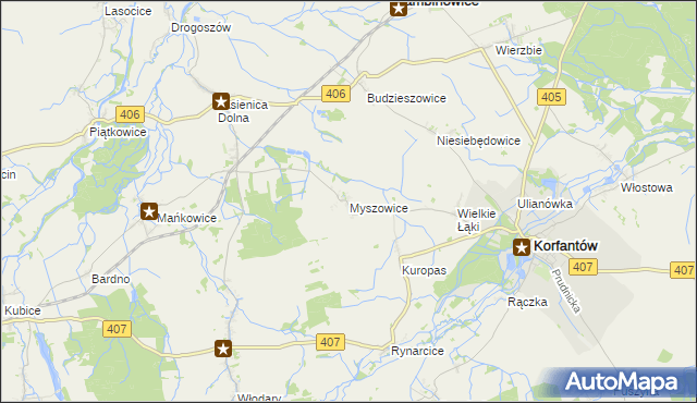 mapa Myszowice, Myszowice na mapie Targeo