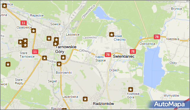mapa Nakło Śląskie, Nakło Śląskie na mapie Targeo