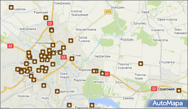 mapa Nędzerzew gmina Opatówek, Nędzerzew gmina Opatówek na mapie Targeo