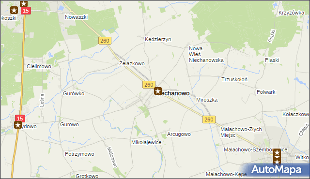 mapa Niechanowo, Niechanowo na mapie Targeo