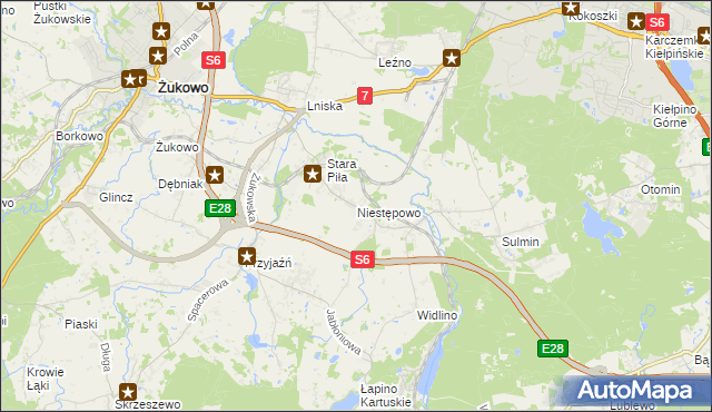 mapa Niestępowo, Niestępowo na mapie Targeo