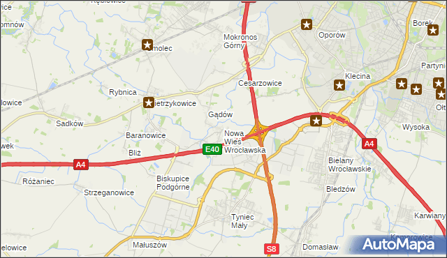 mapa Nowa Wieś Wrocławska, Nowa Wieś Wrocławska na mapie Targeo