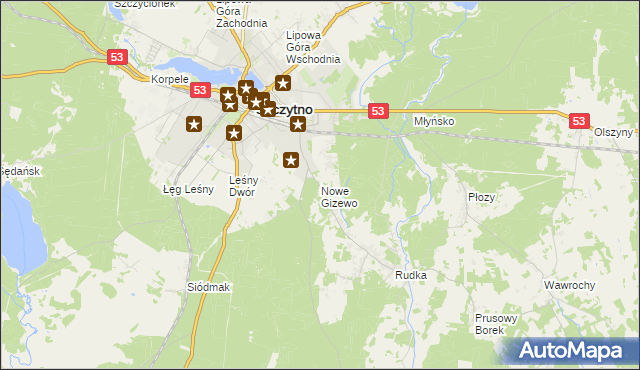 mapa Nowe Gizewo, Nowe Gizewo na mapie Targeo