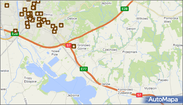 mapa Nowina gmina Elbląg, Nowina gmina Elbląg na mapie Targeo