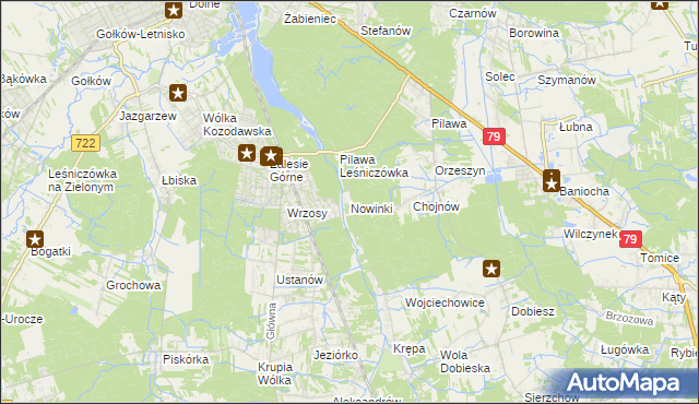 mapa Nowinki gmina Piaseczno, Nowinki gmina Piaseczno na mapie Targeo