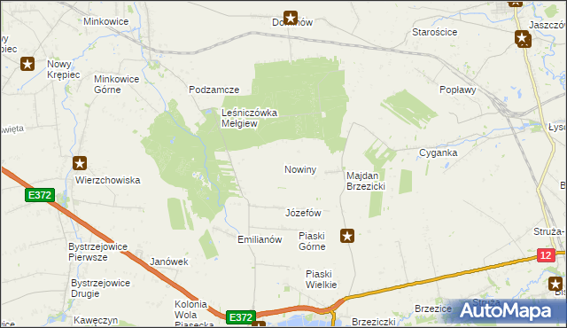 mapa Nowiny gmina Piaski, Nowiny gmina Piaski na mapie Targeo