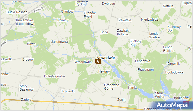 mapa Nowodwór powiat rycki, Nowodwór powiat rycki na mapie Targeo