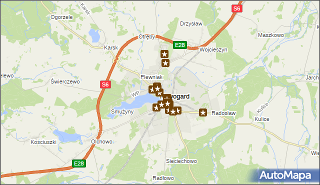 mapa Nowogard, Nowogard na mapie Targeo