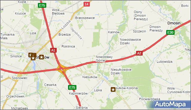 mapa Nowostawy Górne, Nowostawy Górne na mapie Targeo