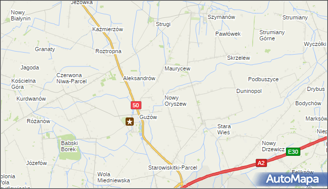 mapa Nowy Oryszew, Nowy Oryszew na mapie Targeo