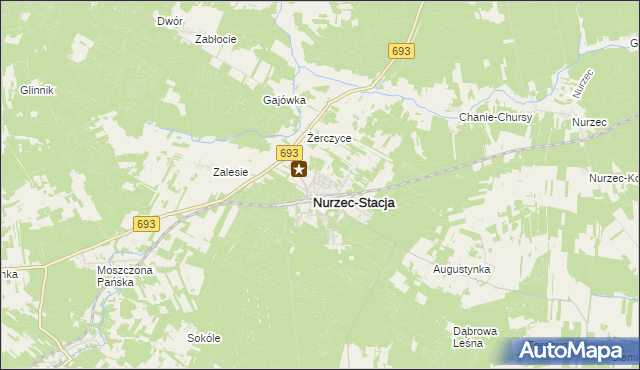 mapa Nurzec-Stacja, Nurzec-Stacja na mapie Targeo