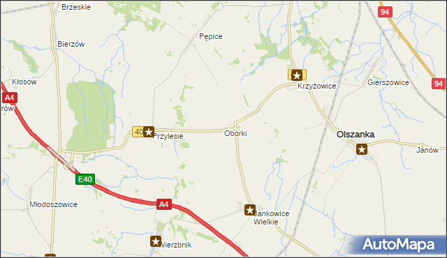 mapa Obórki gmina Olszanka, Obórki gmina Olszanka na mapie Targeo