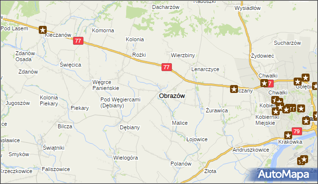 mapa Obrazów, Obrazów na mapie Targeo