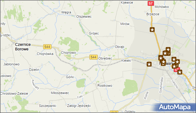 mapa Obrębiec, Obrębiec na mapie Targeo