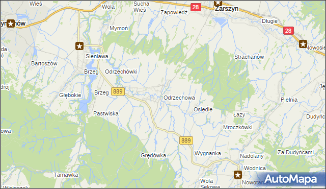 mapa Odrzechowa, Odrzechowa na mapie Targeo