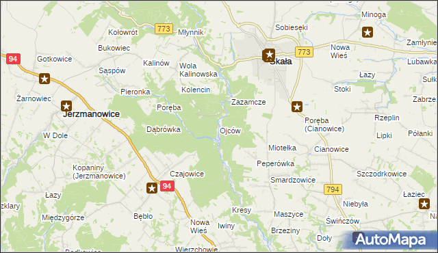 mapa Ojców, Ojców na mapie Targeo