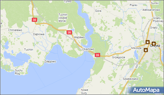 mapa Okartowo, Okartowo na mapie Targeo