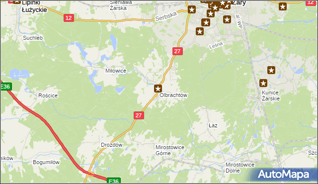 mapa Olbrachtów, Olbrachtów na mapie Targeo