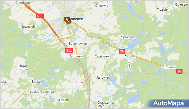 mapa Opatówek gmina Bobolice, Opatówek gmina Bobolice na mapie Targeo
