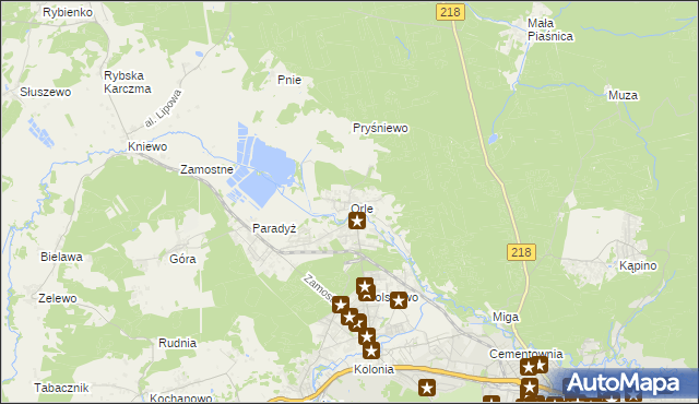 mapa Orle gmina Wejherowo, Orle gmina Wejherowo na mapie Targeo