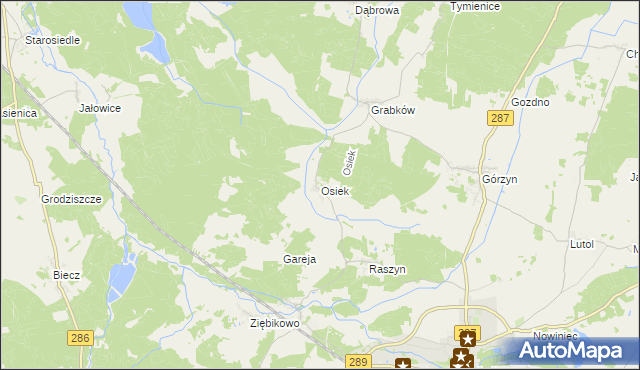 mapa Osiek gmina Lubsko, Osiek gmina Lubsko na mapie Targeo