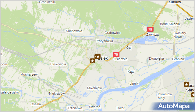 mapa Osiek powiat staszowski, Osiek powiat staszowski na mapie Targeo