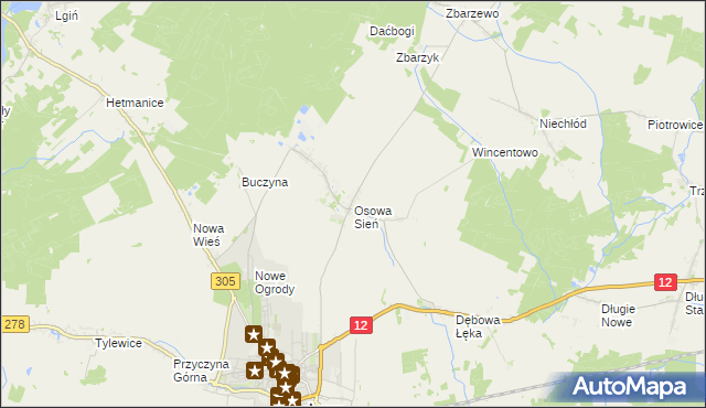 mapa Osowa Sień, Osowa Sień na mapie Targeo