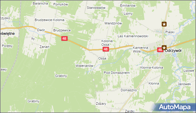 mapa Ossa gmina Odrzywół, Ossa gmina Odrzywół na mapie Targeo