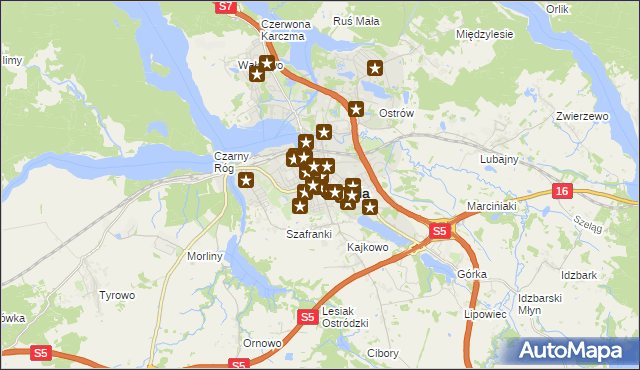 mapa Ostróda, Ostróda na mapie Targeo