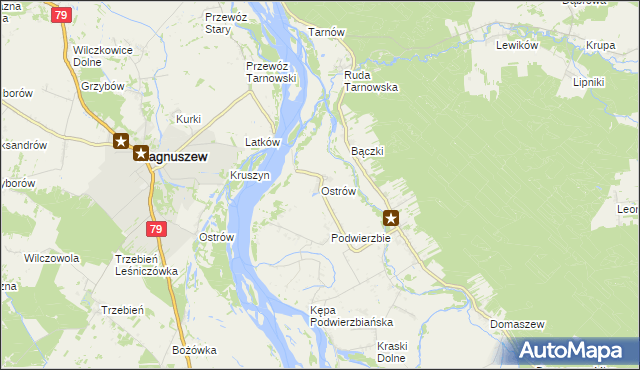 mapa Ostrów gmina Maciejowice, Ostrów gmina Maciejowice na mapie Targeo
