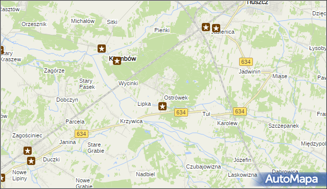 mapa Ostrówek gmina Klembów, Ostrówek gmina Klembów na mapie Targeo