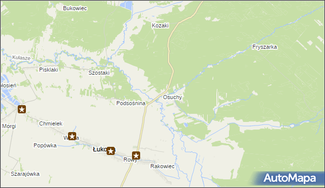 mapa Osuchy gmina Łukowa, Osuchy gmina Łukowa na mapie Targeo