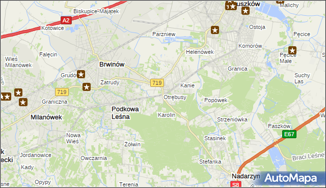 mapa Otrębusy, Otrębusy na mapie Targeo