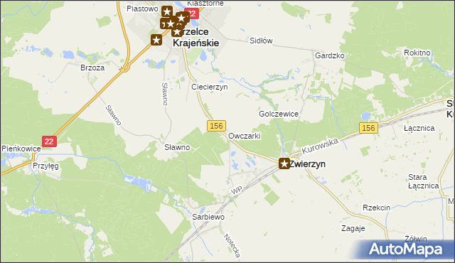 mapa Owczarki gmina Zwierzyn, Owczarki gmina Zwierzyn na mapie Targeo